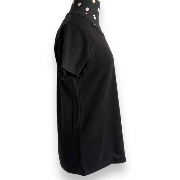 Time and Tru Womens Top Sz S 4 6 Black Crew Neck Pullover Short Sleeve Solid Tee - Picture 3 of 7